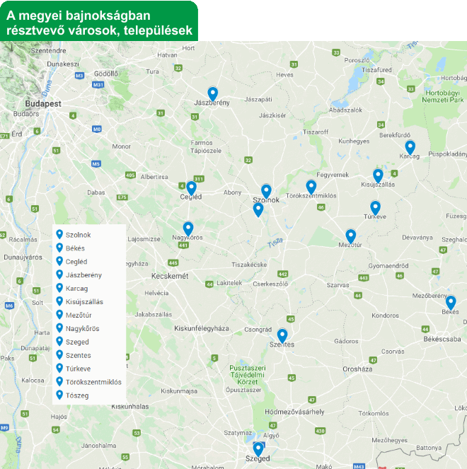 A megyei bajnoksgban rsztvev vrosok, teleplsek